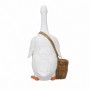 פסל דקורטיבי של אווז לבן עם דלי לגינה ולבית